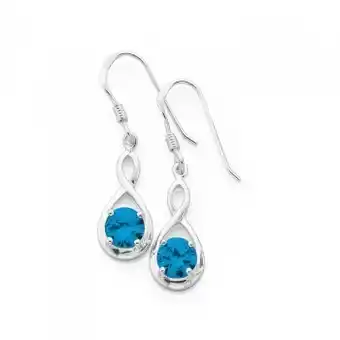 Prouds Sterling silver blue cubic zirconia infinity hook earrings offer