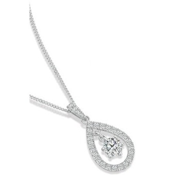 Prouds Sterling silver 6 claw cubic zirconia in pear drop pendant offer