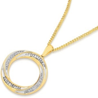 Angus & Coote 9ct gold diamond circle pendant offer