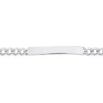 Prouds Sterling silver gents 21cm bevelled curb id bracelet offer