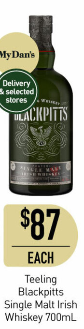 Dan Murphy's Teeling Blackpitts Single Malt Irish Whiskey 700mL offer