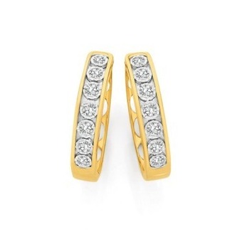 Angus & Coote 9ct gold diamond huggie earrings offer