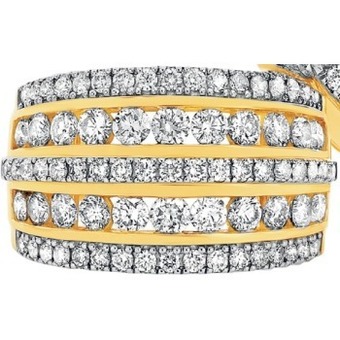 9ct gold diamond five row wide band