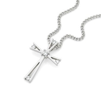 Angus & Coote 9ct white gold diamond cross pendant offer