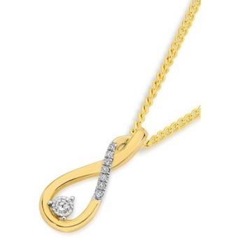 Angus & Coote 9ct two tone gold diamond infinity twist pendant offer