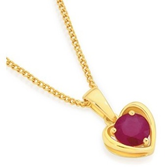 Angus & Coote 9ct gold natural ruby pendant offer