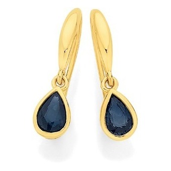 Angus & Coote 9ct gold natural sapphire pear hook earrings offer