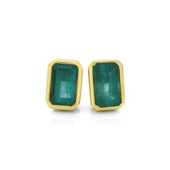 Angus & Coote 9ct gold natural emerald stud earrings offer