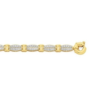9ct gold 19cm cubic zirconia tonneau bolt ring bracelet