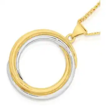 Angus & Coote 9ct gold two tone open crossover circle pendant offer