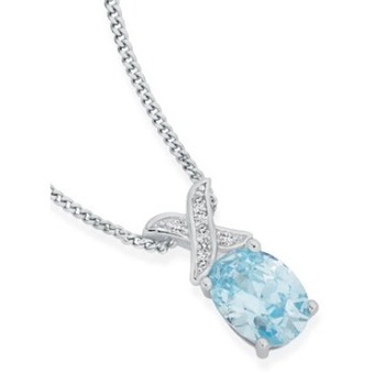 Angus & Coote Sterling silver blue cubic zirconia pendant offer