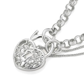 Angus & Coote Sterling silver 19cm belcher padlock bracelet offer
