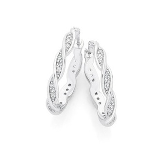 Angus & Coote Sterling silver cubic zirconia twisted hoop earrings offer