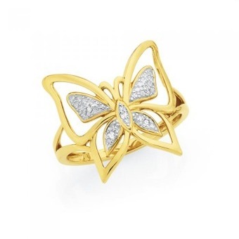 Goldmark 9ct gold diamond butterfly ring offer