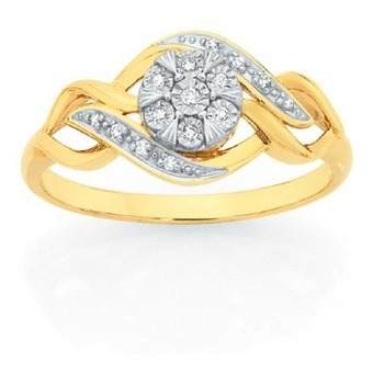 Goldmark 9ct gold diamond interlock cluster ring offer
