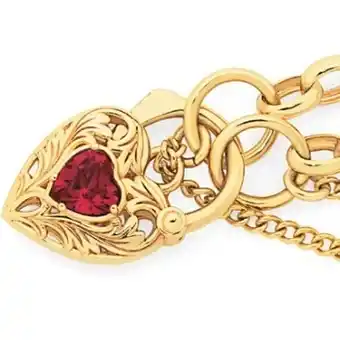Goldmark 9ct gold 19cm solid belcher created ruby padlock bracelet offer
