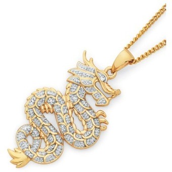 Goldmark 9ct gold diamond dragon pendant offer