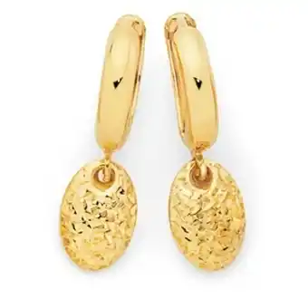Goldmark 9ct gold on sterling silver oval drop huggie earrings offer