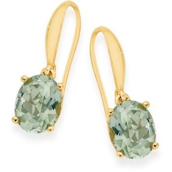 Goldmark 9ct gold green amethyst oval shepherd hook earrings offer