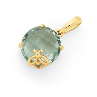 Goldmark 9ct gold green amethyst round pendant with bee offer