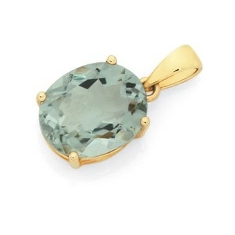 Goldmark 9ct gold green amethyst oval pendant offer