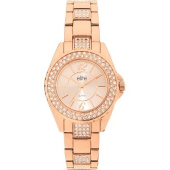 Elite ladies rose tone watch