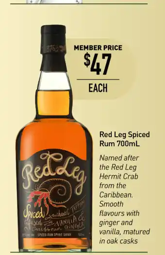 Dan Murphy's Red Leg Spiced Rum 700mL offer
