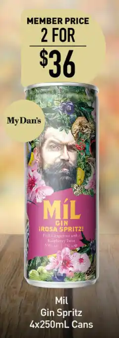 Dan Murphy's Mil Gin Spritz 4x250mL Cans offer