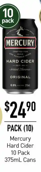 Dan Murphy's Mercury Hard Cider 10 Pack 375mL Cans offer