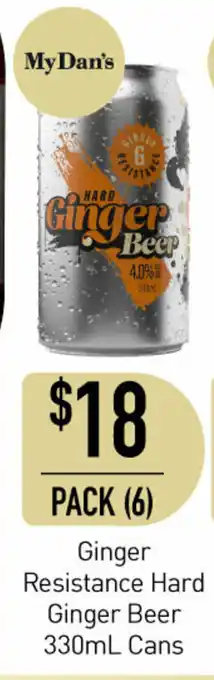 Dan Murphy's Ginger Resistance Hard Ginger Beer 330mL Cans offer