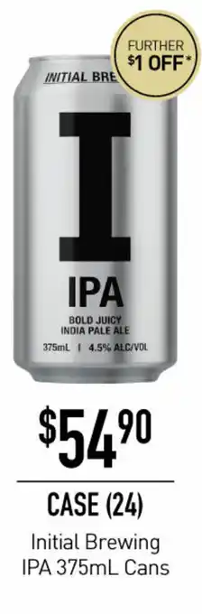 Dan Murphy's Initial Brewing IPA 375mL Cans Case (24) offer
