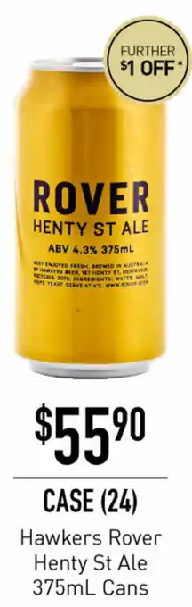 Dan Murphy's Hawkers Rover Henty St Ale 375mL Cans Case (24) offer