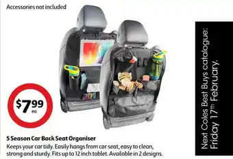 Coles 5 season car back seat organiser offer