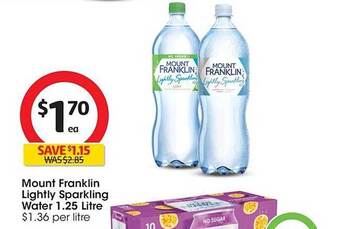 Coles Mount franklin lightly sparkling water 1.25 litre offer