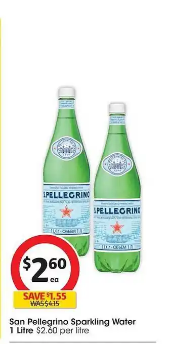 Coles San pellegrino sparkling water 1 litre offer