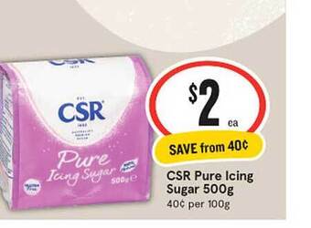 IGA Csr pure icing sugar 500g offer