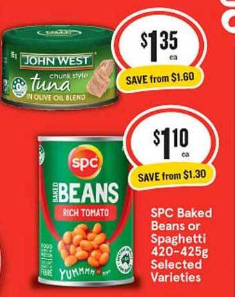 IGA Spc baked beans or spaghetti selected varieties offer