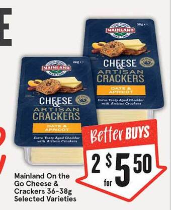 IGA Mainland on the go cheese & crackers selected varieties offer
