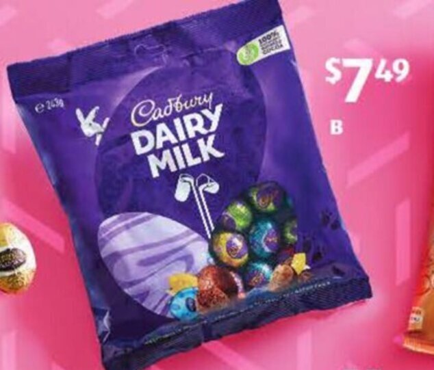 Cadburry Dairy Milk Chocolate Easter Egg Bag 243 g. offer at ALDI