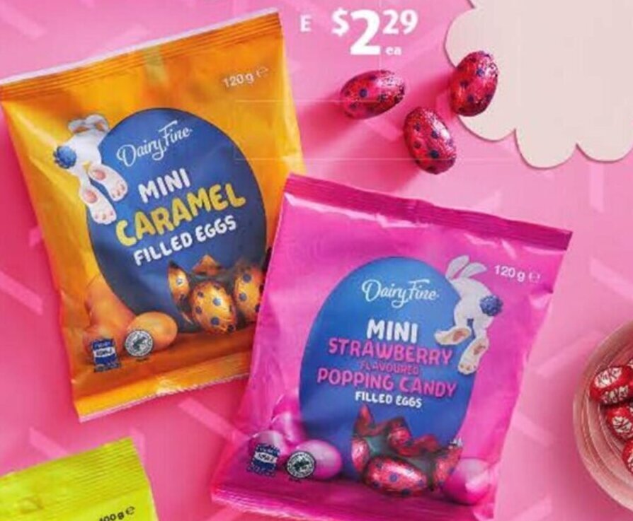 Dairy Fine Mini Filled Egg Bag 120g offer at ALDI