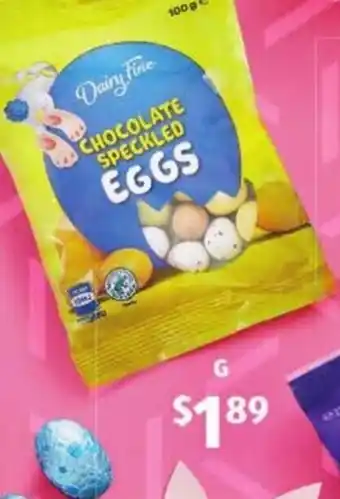 ALDI Dairy Fine Chocolate Speckled Egg 100 g offer