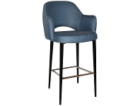 LivingStyles Albury Commercial Grade Gravity Fabric Bar Stool with Arm, Metal Leg, Denim / Black Brass offer