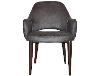 LivingStyles Albury Commercial Grade Eastwood Fabric Dining Tub Chair, Metal Leg, Slate / Walnut offer