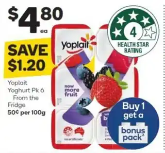 Woolworths Yoplait Yogurt Pk 6 offer