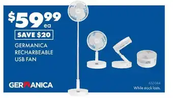 BCF Germanica rechargeable usb fan offer