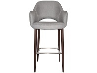 LivingStyles Albury Commercial Grade Gravity Fabric Bar Stool with Arm, Metal Leg, Steel / Walnut offer