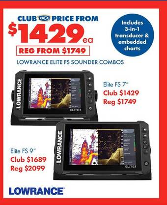 BCF Lowrance elite fs sounder combos offer