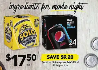 Drakes Pepsi or schweppes offer