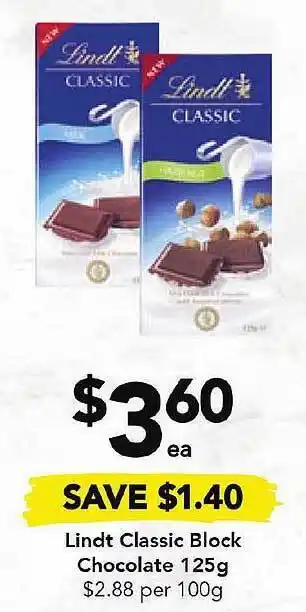 Drakes Lindt classic block chocolate offer