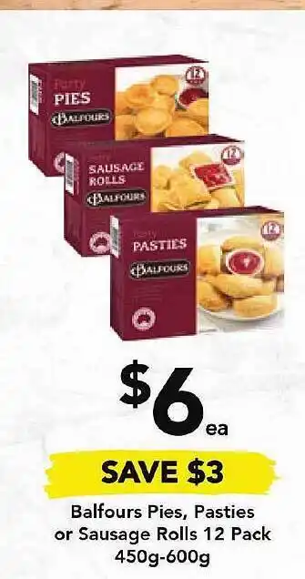Drakes Balfours pies, pasties or sausage rolls offer